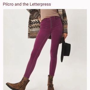 Pilcro (Anthropologie) high waisted skinny corduroy jeans in Mulberry